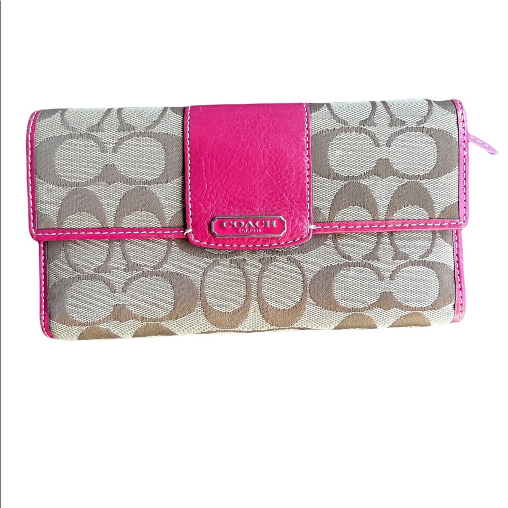 COACH signature CC print checkbook wallet